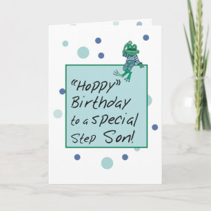 Carte Stepson Frog in Jeans, Birthday, Polka Dots