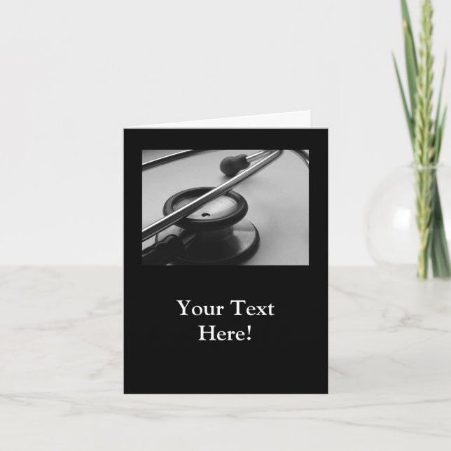 Carte Stethoscope Médicale, noir et blanc (Devant)