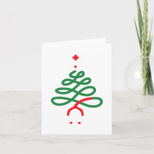 Carte stéthoscope noël arbre infirmière drôle infirmière