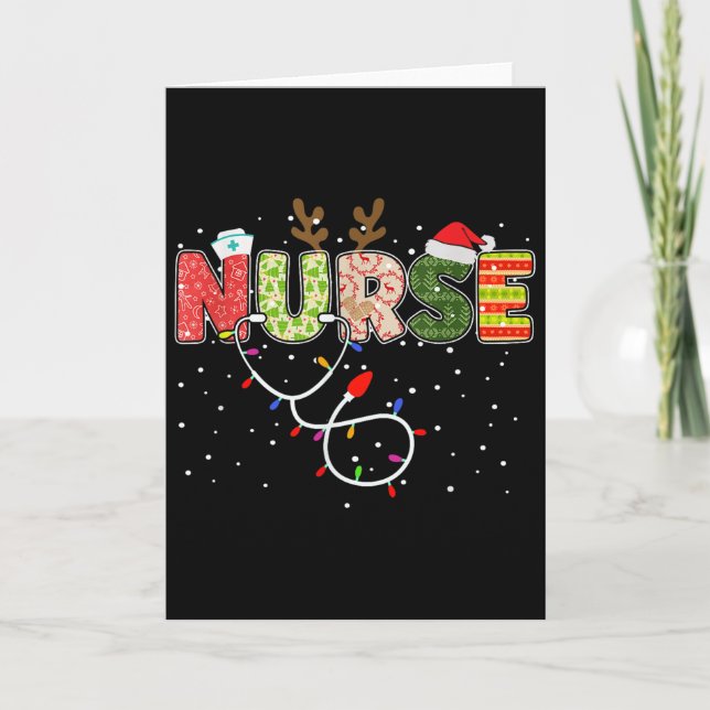 Carte Stethoscope Santa Hat Reindeer Xmas Christmas Nurs (Devant)