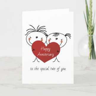 Carte Stick Anniversaire Figure Couple Avec Coeur