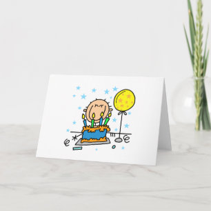 Carte Stick Figure Boy Avec Cadeaux De Gâteau D'Annivers