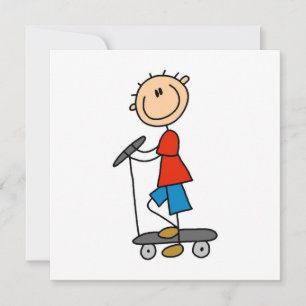 Carte Stick Figure Boy sur Scooter