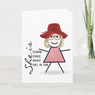 Carte Stick Girl avec Casquette rouge