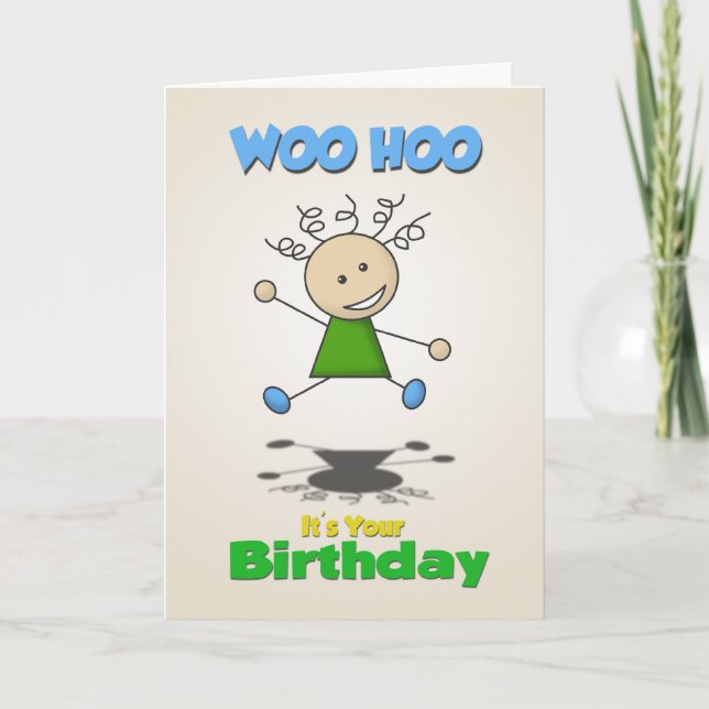 Carte Stick Girl Birthday Card (Devant)