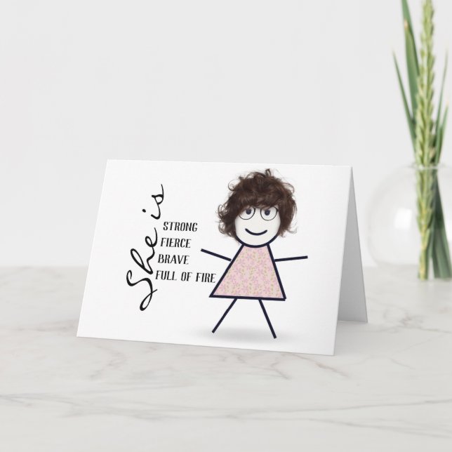 Carte Stick Girl with Hair for Mom (Devant)