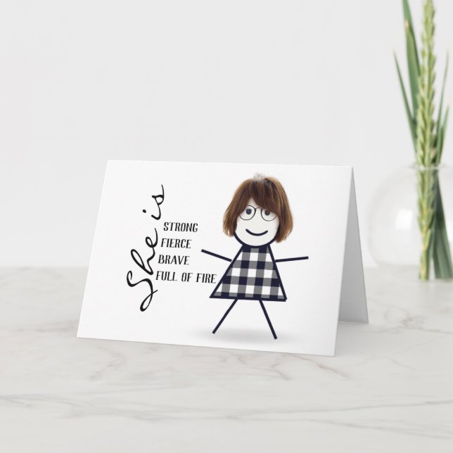 Carte Stick Girl with Hair for Mothers Day (Devant)
