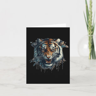 Carte Sticker de peinture à l'aquarelle de tigre féroce