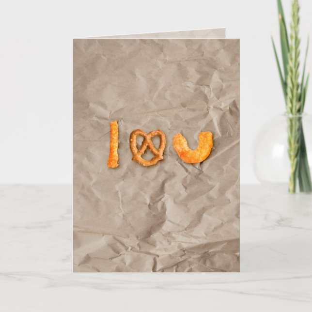 Carte Sticks au fromage et Pretzel Coeur Je t'aime Drôle (Devant)