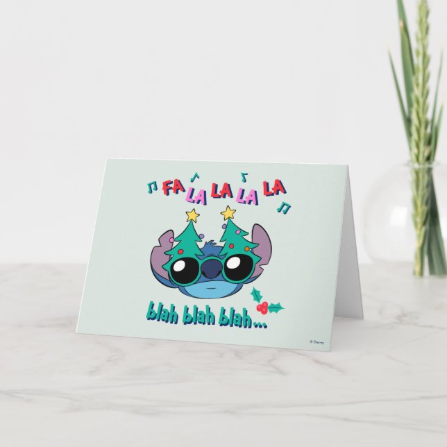 Carte Stitch de Noël | Fa La La La La (Devant)