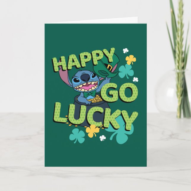 Carte Stitch | Saint-Patrick - Heureux veinard (Devant)