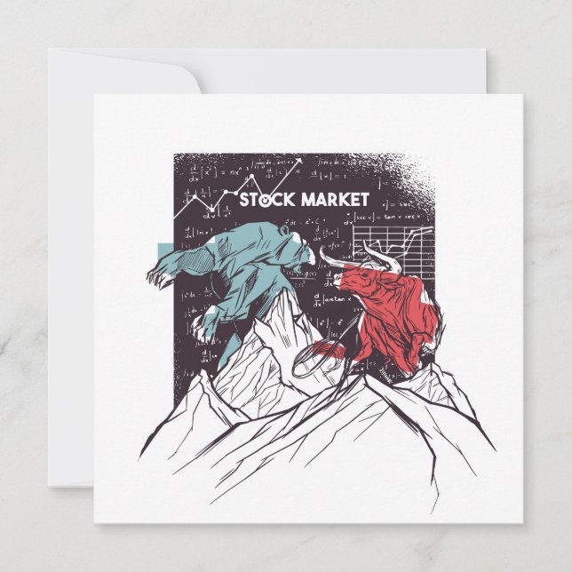 Carte Stock Market Bull et Bear Grey Card (Devant)