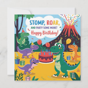 Carte "Stomp, Rar & Fête Un Peu Plus Dino Kids Design
