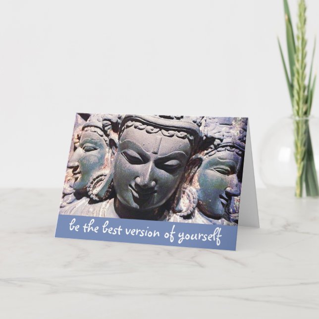 Carte Stone Bouddha Visages Script Be Best Version Citat (Devant)