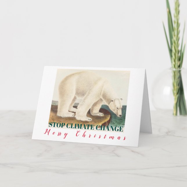 Carte Stop Climate Change Joyeux Ours polaire de Noël (Devant)