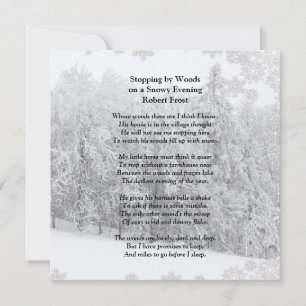 Carte Stopper par Woods Soirée Neige Robert Frost Poème
