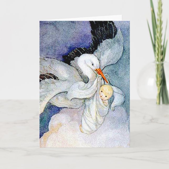 Carte Stork and Baby (Devant)