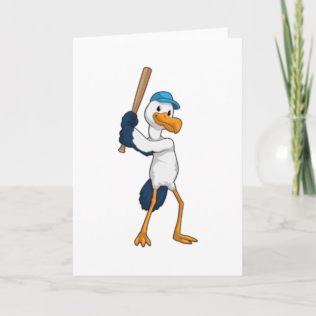 Carte Stork au baseball avec batte de baseball (Devant)