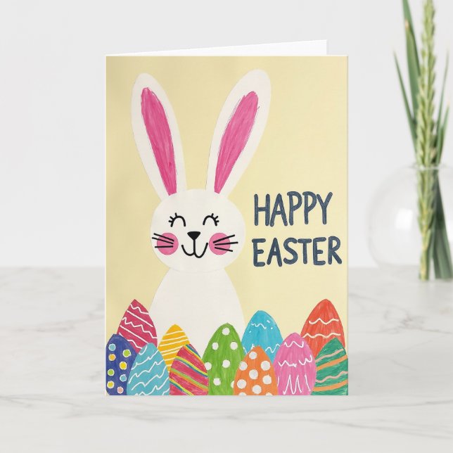 Carte Striped Egg Rabbit Paper Card (Devant)