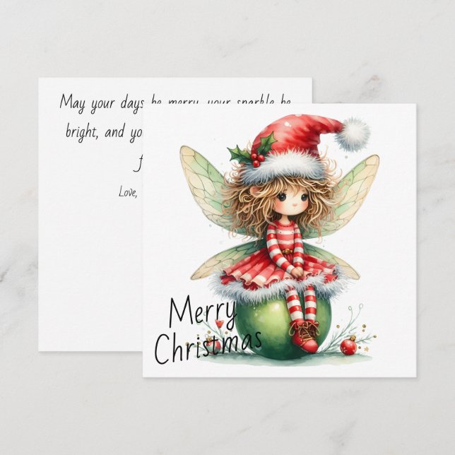 Carte Striped Ornament Fairy – Holiday Card (Devant / Derrière)