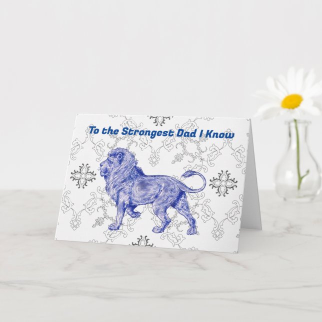 Carte Strong Papa Lion Pun Fête des pères coeur (Petite plante)