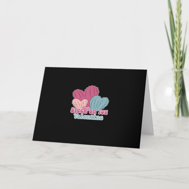 Carte Stuck On You Valentine Funny Cactus Cute Design  (Devant)