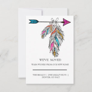 Carte style boho, plumes ornementales suspendues