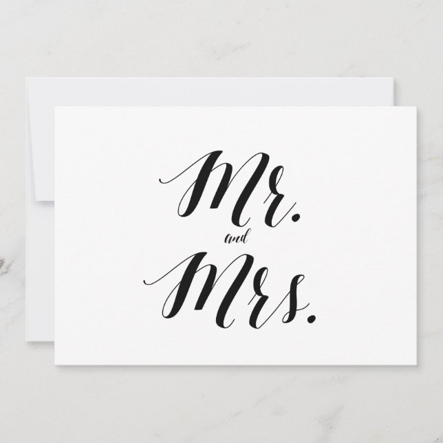 Carte Style calligraphie "M. et Mme" SIGNE MARIAGE (Devant)