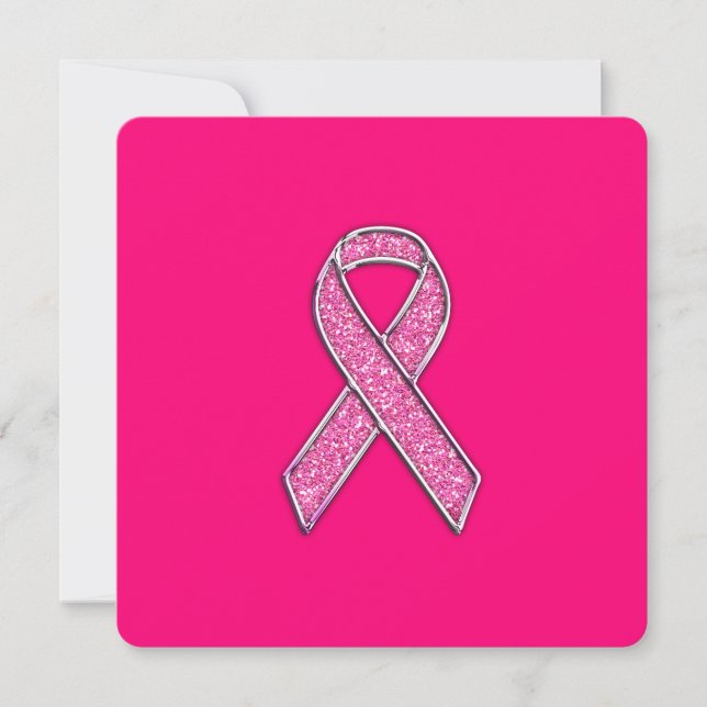Carte Style Chrome et Parties scintillant Pink Ribbon Se (Devant)