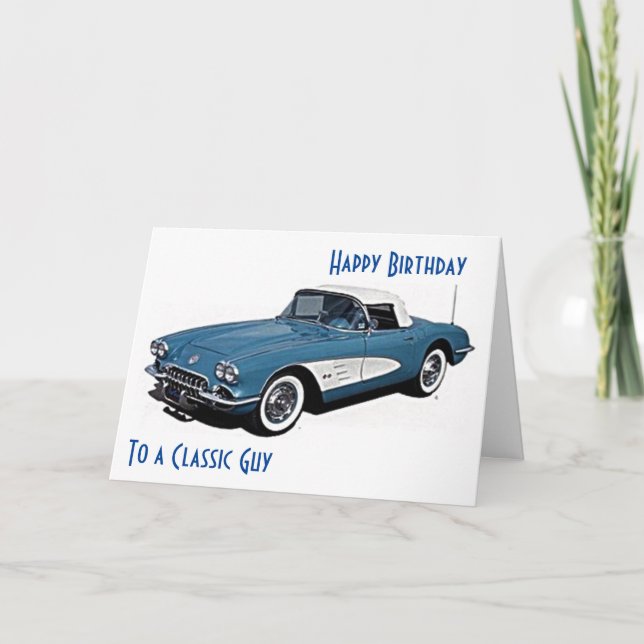 Carte *STYLE CORVETTE* Anniversaire Souhaite À UN HOMME  (Devant)