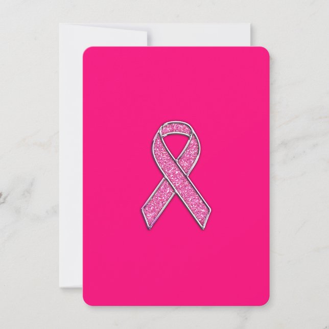 Carte Style de Parties scintillant Chrome Pink Ribbon Se (Devant)