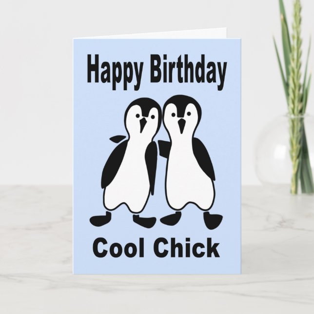 Carte Style Graphique Anniversaire Cute Comical Penguin  (Devant)