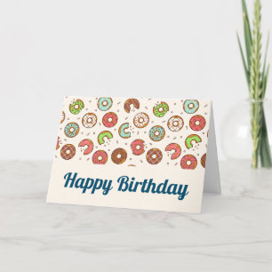 Carte Style Rétro Anniversaire à Motif de Beignets Migno