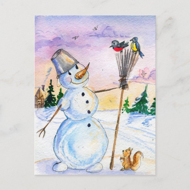Carte style russe de Noël snowman (Devant)