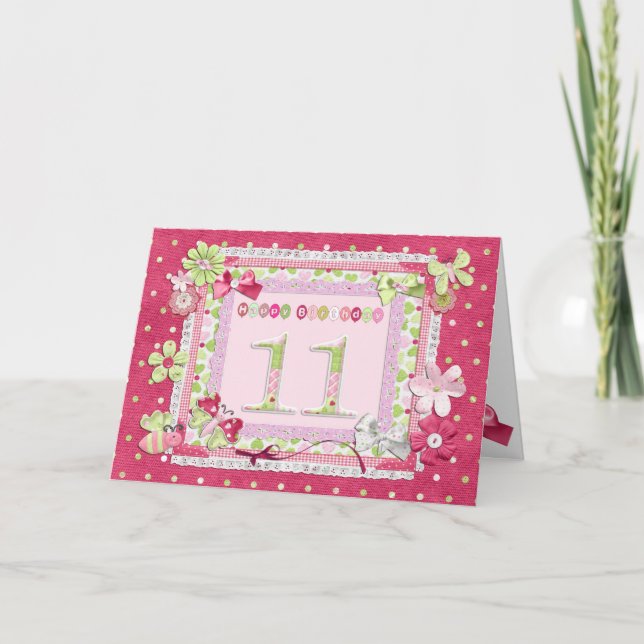 Carte style scrapbooking de 11ème anniversaire (Devant)
