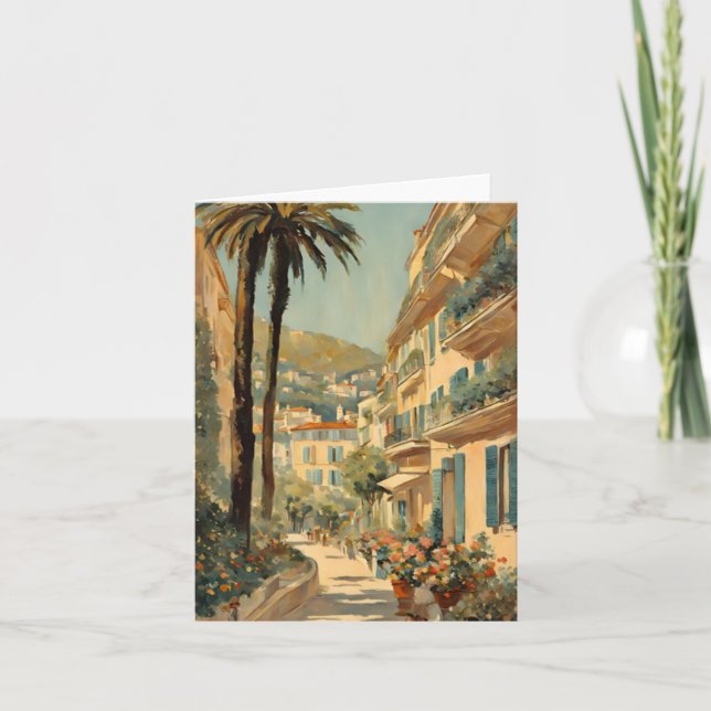 Carte Style vintage Cannes Français Aquarelle (Devant)