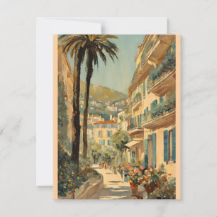 Carte Style vintage Cannes Français Aquarelle
