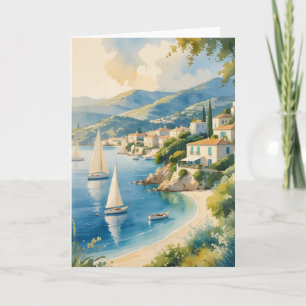 Carte Style vintage Côte d'Azur Voyage en France