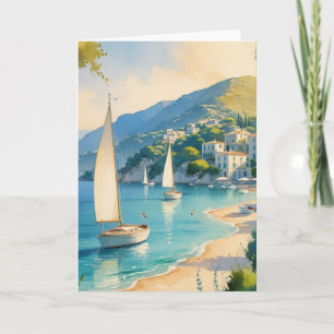 Carte Style vintage Côte d'Azur Voyage en France