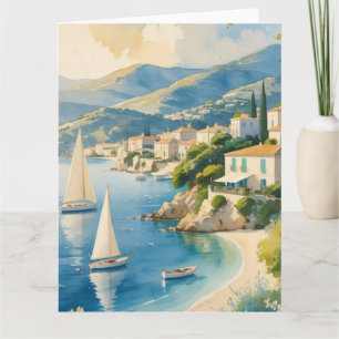 Carte Style vintage Côte d'Azur Voyage en France