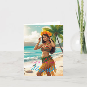 Carte Style Vintage Hawaïen Voyage Honolulu Fille Hula