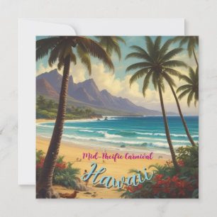 Carte Style Vintage Hawaïen Voyage Honolulu Mid-Pacific