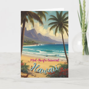 Carte Style Vintage Hawaïen Voyage Honolulu Mid-Pacifiqu