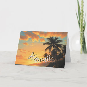 Carte Style vintage Hawaii Travel Coast Sea Sunset