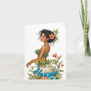 Carte Style vintage Hawaiian Travel Honolulu Hula Girl