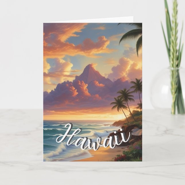 Carte Style vintage Hawaiian Travel Honolulu Mid-Pacific (Devant)