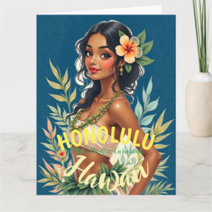 Carte Style vintage Hawaiian Travel Honolulu Mid-Pacific