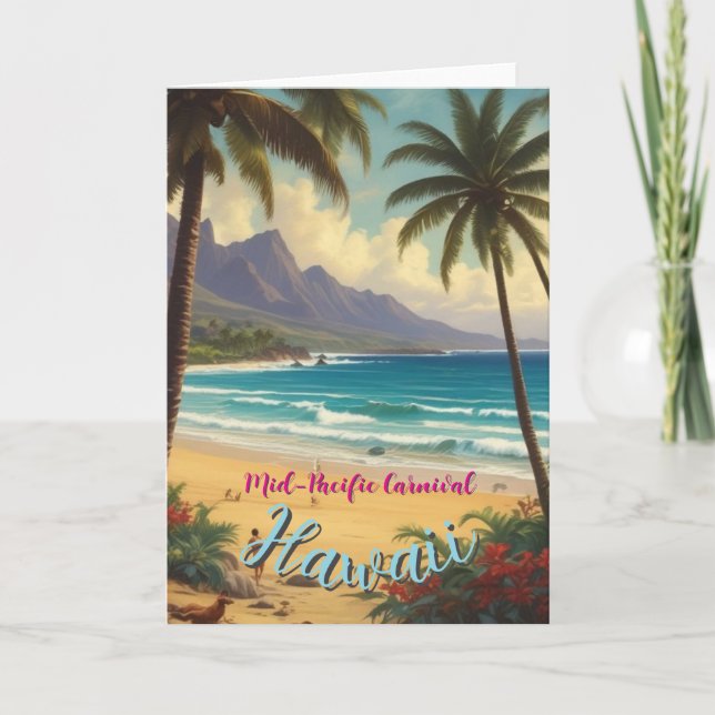 Carte Style vintage Hawaiian Travel Honolulu Mid-Pacific (Devant)
