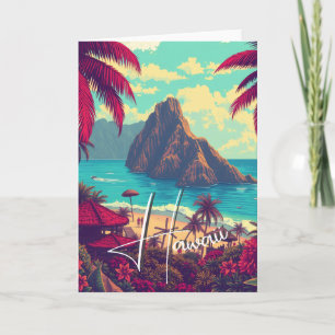 Carte Style vintage Hawaiian Travel Honolulu Mid-Pacific