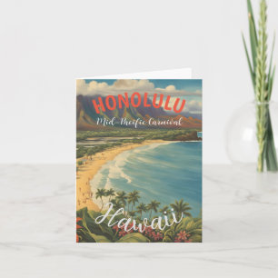Carte Style vintage Hawaiian Travel Honolulu Mid-Pacific